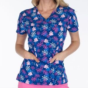 NWT Women’s Large Undersea Floral Print Scrubfinity Stretch PerformX Scrub Top